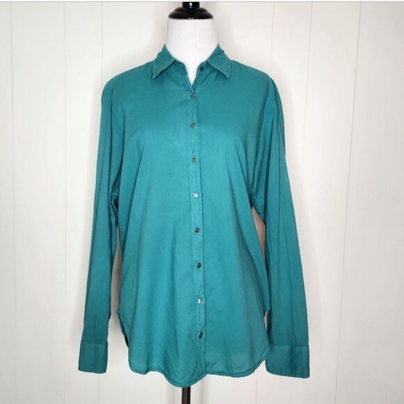 Xirena Blue Teal 100% Cotton Long Sleeve Beau Button Down Shirt Lightweight S - Picture 3 of 11